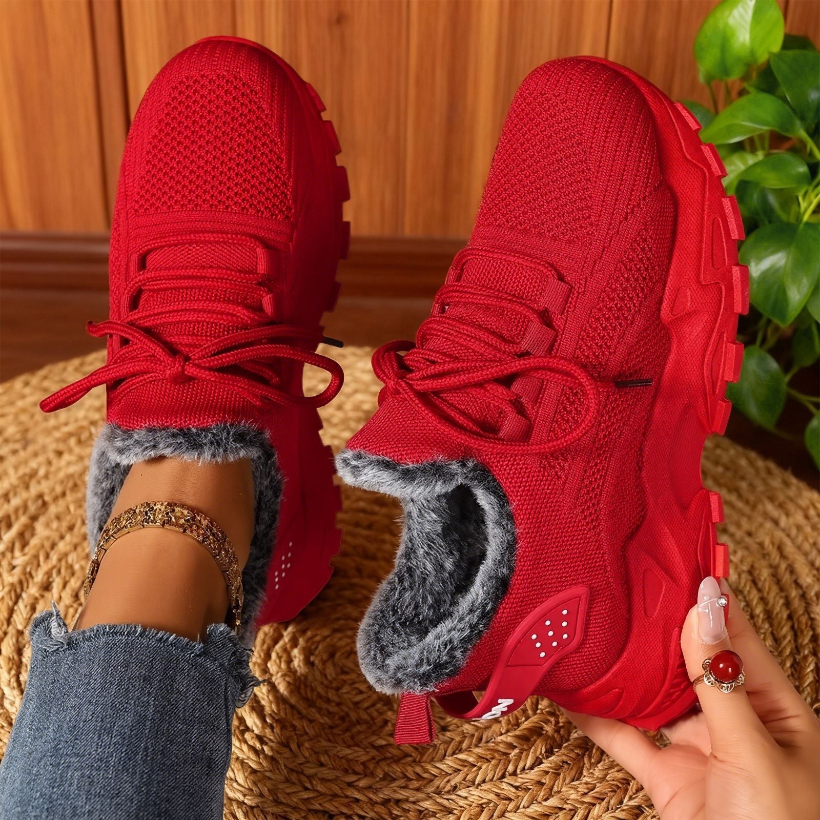 BRYDEE™ - Casual Fleece Lace-Up Lightweight Sneakers