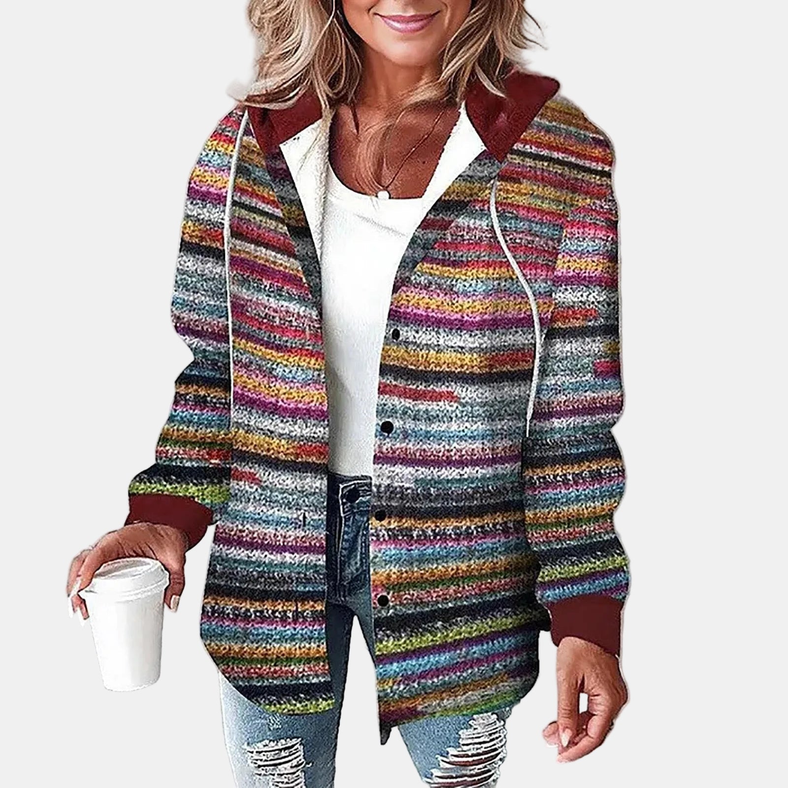 PAIGE™ - Chic Plaid Long-Sleeve Button Down Hooded Jacket