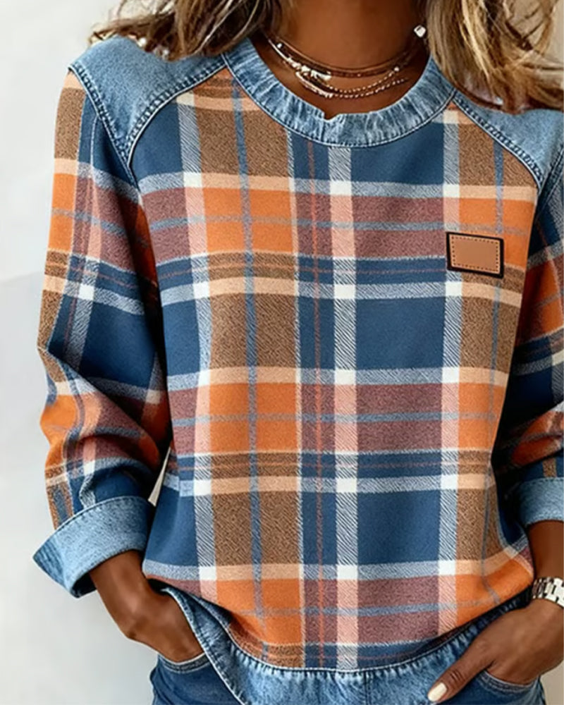 Sweat à la mode avec patchwork à carreaux