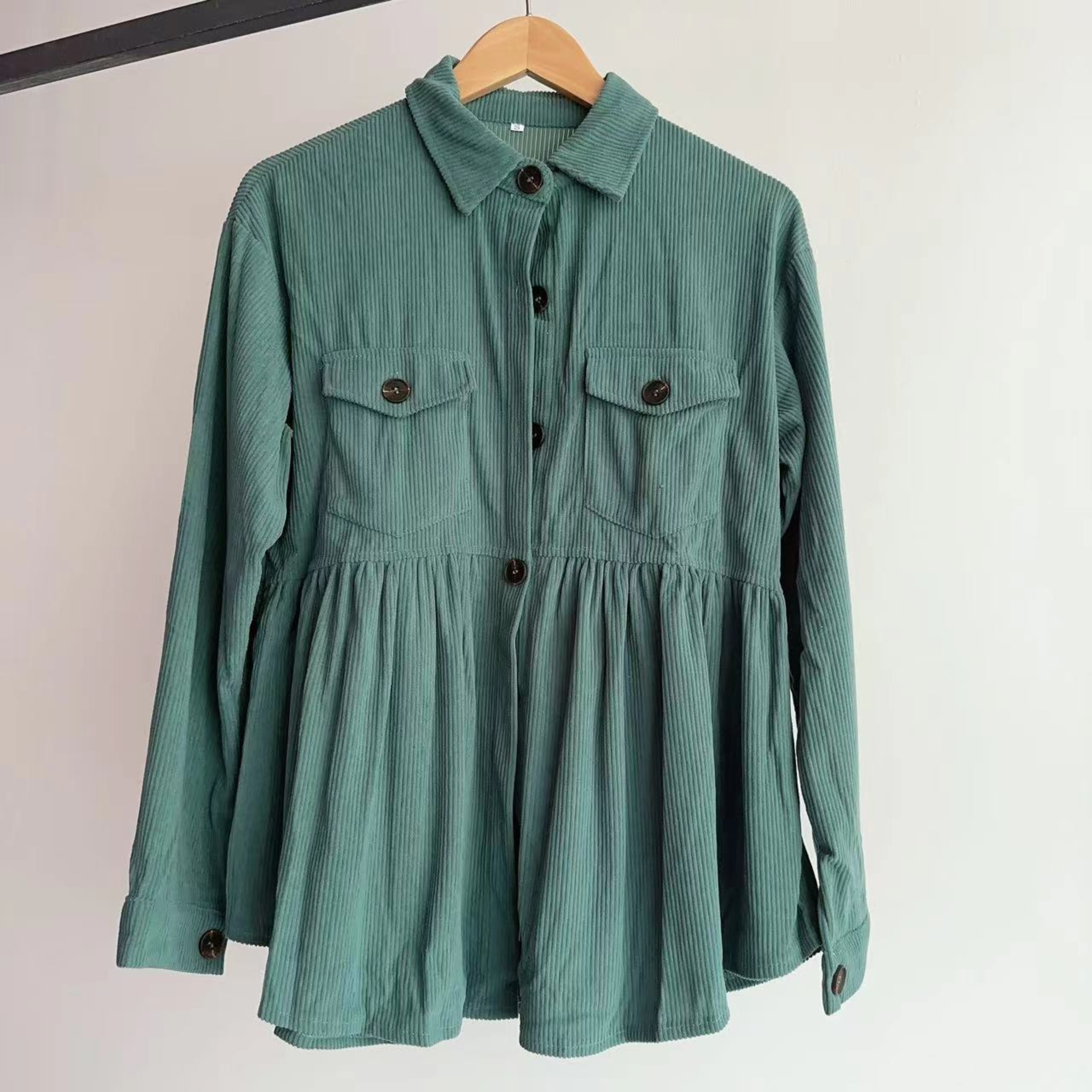 MARISA™ - Vintage Button Front Long Sleeve Collared Top