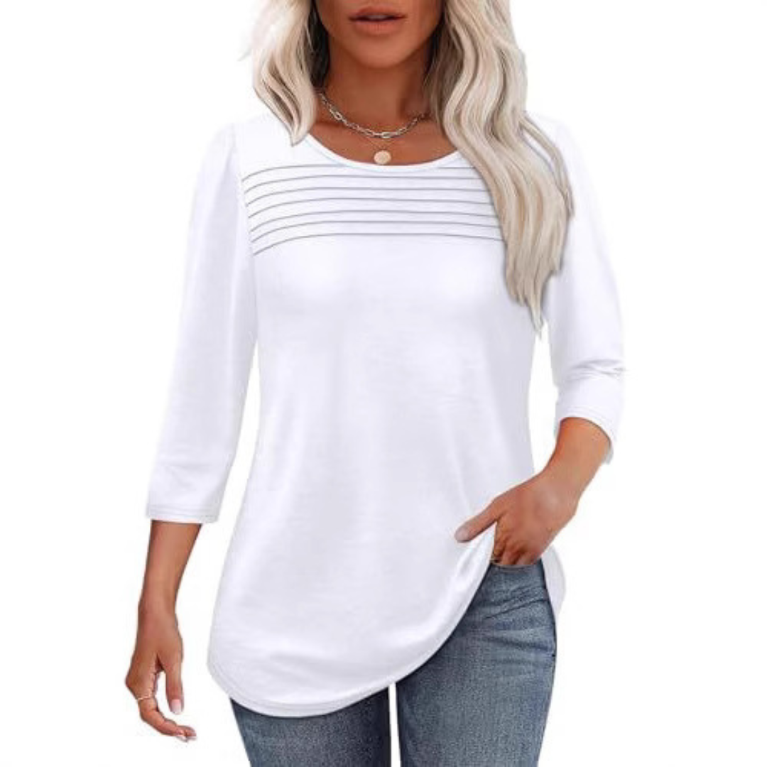 TESSARA™ – Casual Pleated Front Spring Top