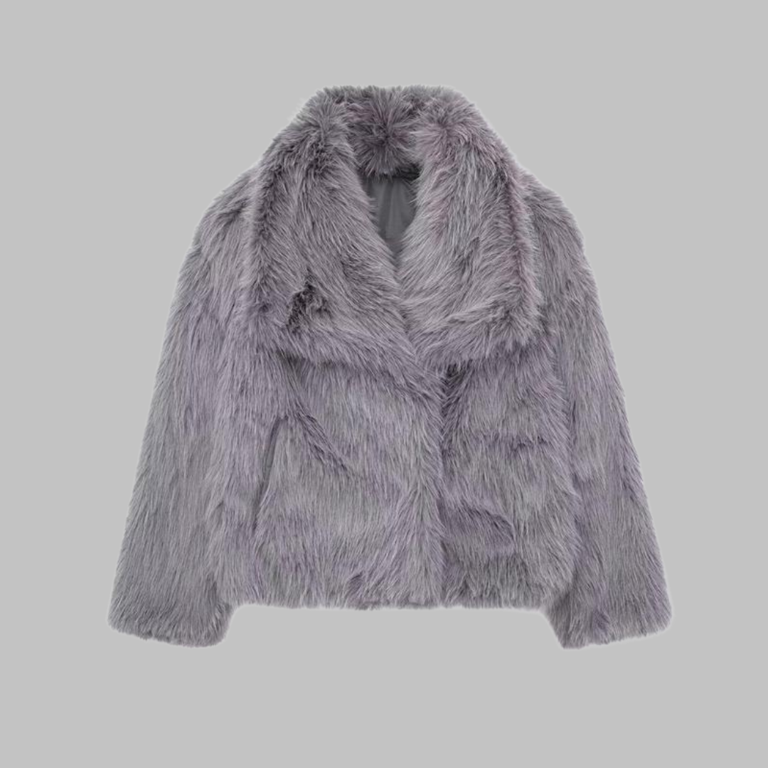 WEENA™ - Classy Long Sleeve Collared Fuzzy Coat