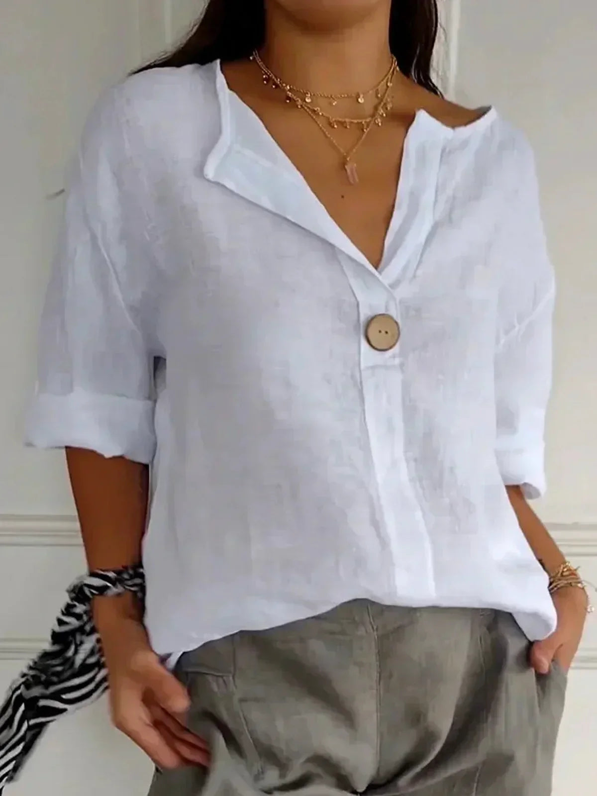 NAYLA™ - Casual V-Neck Blouse